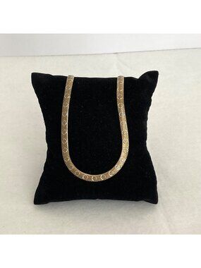 Gold Vermeil Sterling Silver 925 Italian Patterned Herringbone Chain 18"
